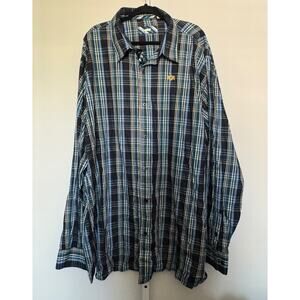Pelle Pelle Button Up Long Sleeve Shirt Blue Plaid Men’s Seze 6XL Big and Tall